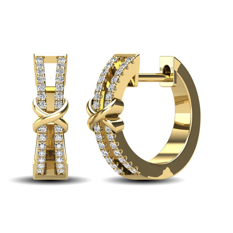 10K Yellow Gold 1/6 Ct.Tw. Diamond Hoop Earrings