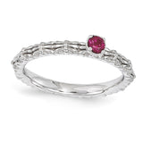 Sterling Silver Stackable Expressions Created Ruby Single Stone Ring Size 9