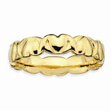 Sterling Silver Stackable Expressions Gold-plated Hearts Ring Size 7