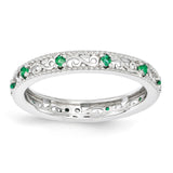 Sterling Silver Stackable Expressions Created Emerald Ring Size 6
