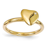 Sterling Silver Stackable Expressions Gold-plated Heart Diamond Ring Size 8