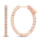 14K Rose Gold Diamond 9/10 Ct.Tw. In and Out Hoop Earrings