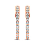 10K Rose Gold Diamond 1 1/2 Ct.Tw. In and Out Hoop Earrings