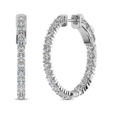 14K White Gold Diamond 1 1/2 Ct.Tw. In and Out Hoop Earrings