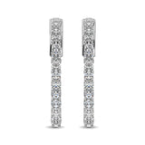 10K White Gold Diamond 1 1/2 Ct.Tw. In and Out Hoop Earrings