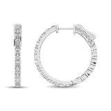 10K White Gold Diamond 1 1/2 Ct.Tw. In and Out Hoop Earrings