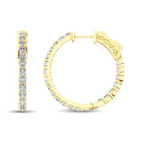 14K Yellow Gold Diamond 1/2 Ct.Tw. In and Out Hoop Earrings