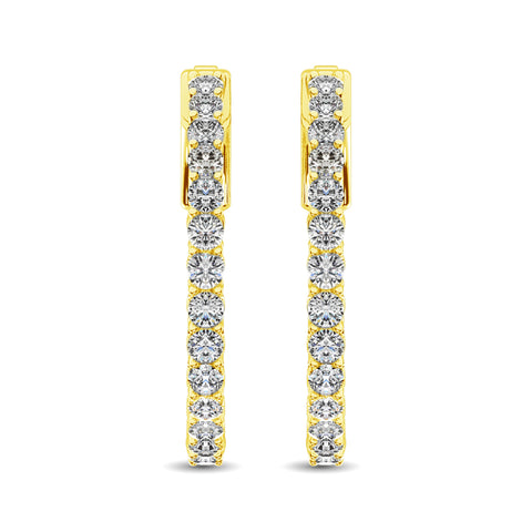 10K Yellow Gold Diamond 1 1/2 Ct.Tw. In and Out Hoop Earrings