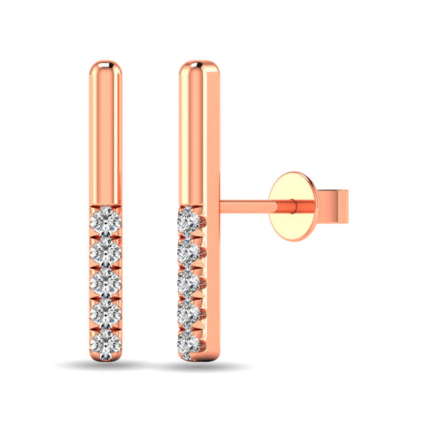 Diamond 1/10 ct tw Bar Earrings in 10K Rose Gold