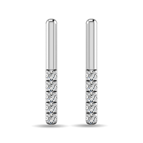 Diamond 1/10 ct tw Bar Earrings in 10K White Gold