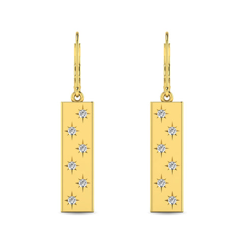 Diamond 1/5 ct tw Bar Earrings in 14K Yellow Gold