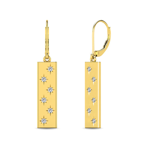 Diamond 1/5 ct tw Bar Earrings in 14K Yellow Gold