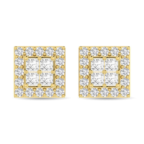 Diamond 1/3 Ct.Tw. Round and Princess Fashion Earrings in 14K Yellow Gold
