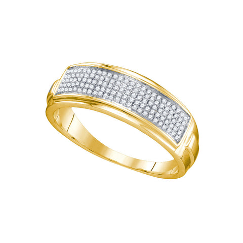 Yellow-tone Sterling Silver Mens Round Diamond Band Wedding Anniversary Ring 1/5 Cttw 63482 - shirin-diamonds