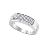 Sterling Silver Mens Round Diamond Micropave Flat Wedding Anniversary Band Ring 1/5 Cttw 63595 - shirin-diamonds