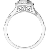 14K White Gold 1/2 Ct.Tw. Diamond Round and Baguette Oval Shape Engagement Ring