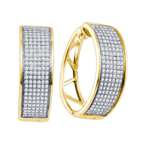 Yellow-tone Sterling Silver Womens Round Diamond Hoop Earrings 7/8 Cttw 64361 - shirin-diamonds