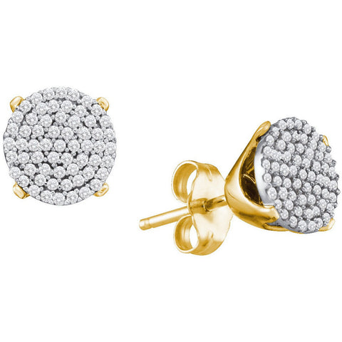 10kt Yellow Gold Womens Round Diamond Circle Cluster Stud Earrings 1/3 Cttw 64521 - shirin-diamonds