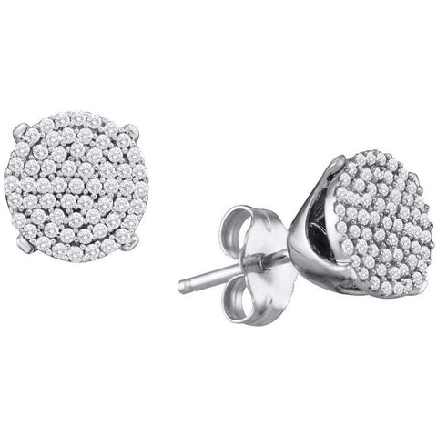 10kt White Gold Womens Round Diamond Circle Cluster Stud Earrings 1/3 Cttw 64522 - shirin-diamonds