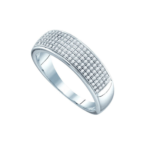 10kt White Gold Mens Round Diamond Band Wedding Anniversary Ring 1/3 Cttw 64568 - shirin-diamonds