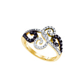 10kt Yellow Gold Womens Round Black Colored Diamond Band Ring 1/3 Cttw 64684 - shirin-diamonds