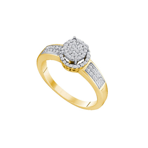 10kt Yellow Gold Womens Round Diamond Cluster Bridal Wedding Engagement Ring 1/4 Cttw 64726 - shirin-diamonds