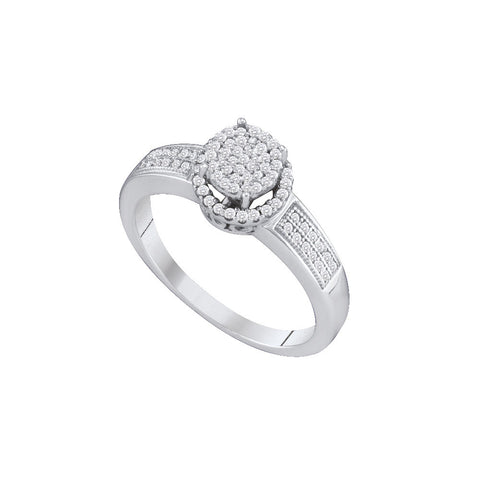 10kt White Gold Womens Round Diamond Cluster Bridal Wedding Engagement Ring 1/4 Cttw 64729 - shirin-diamonds