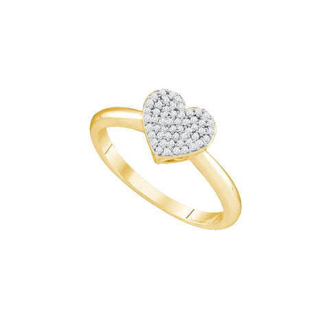 10kt Yellow Gold Womens Round Diamond Heart Love Ring 1/6 Cttw 64768 - shirin-diamonds