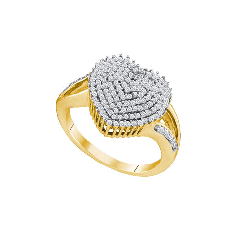10kt Yellow Gold Womens Round Diamond Heart Love Cluster Ring 1/2 Cttw 64849 - shirin-diamonds