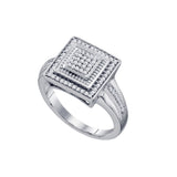 10kt White Gold Womens Round Diamond Square Frame Cluster Ring 1/5 Cttw 64991 - shirin-diamonds
