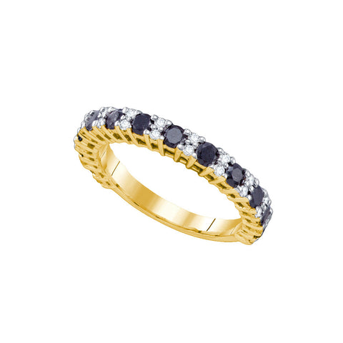 10kt Yellow Gold Womens Round Black Colored Diamond Band Wedding Anniversary Ring 1.00 Cttw 65358 - shirin-diamonds