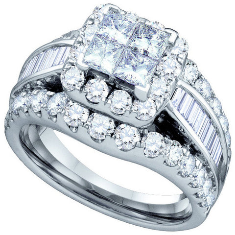14kt White Gold Womens Princess Diamond Cluster Bridal Wedding Engagement Ring 2.00 Cttw 67241 - shirin-diamonds