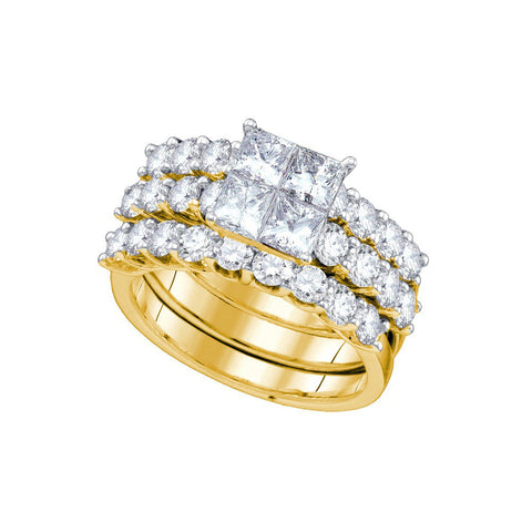 14kt Yellow Gold Womens Princess Diamond Bridal Wedding Engagement Ring Band Set 3.00 Cttw 67294 - shirin-diamonds