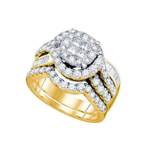 14kt Yellow Gold Womens Princess Round Diamond Soleil Bridal Wedding Engagement Ring Band Set 1-3/4 Cttw 67321 - shirin-diamonds