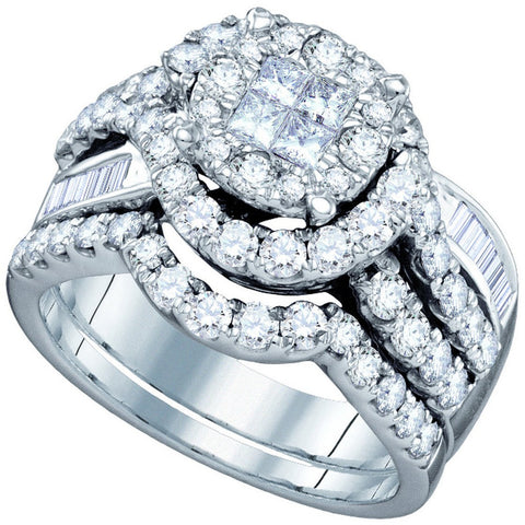 14kt White Gold Womens Princess Diamond Soleil Bridal Wedding Engagement Ring Band Set 1-3/4 Cttw 67322 - shirin-diamonds