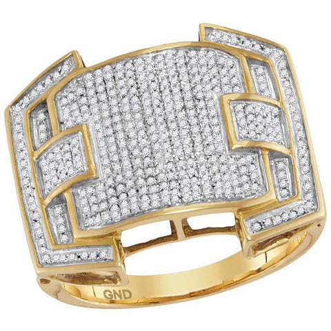 10kt Yellow Gold Mens Round Diamond Arched Square Cluster Ring 5/8 Cttw 67634 - shirin-diamonds