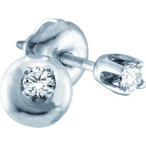 14kt White Gold Child Infant Round Diamond Solitaire Small Screwback Stud Earrings 1/10 Cttw 68274 - shirin-diamonds