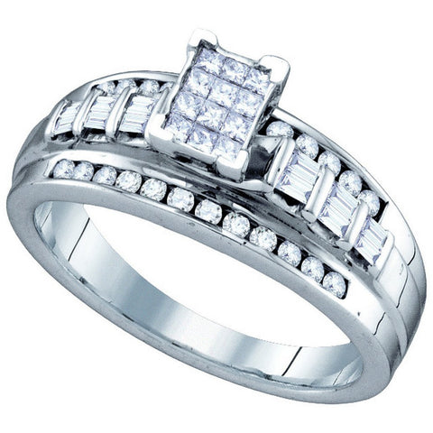 Sterling Silver Womens Princess Diamond Cluster Bridal Wedding Engagement Ring 1/2 Cttw 68339 - shirin-diamonds