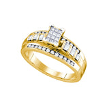 Yellow-tone Sterling Silver Womens Princess Diamond Cluster Bridal Wedding Engagement Ring 1/2 Cttw 68340 - shirin-diamonds