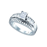 Sterling Silver Womens Princess Diamond Cluster Bridal Wedding Engagement Ring 1/2 Cttw Size 6 68346 - shirin-diamonds