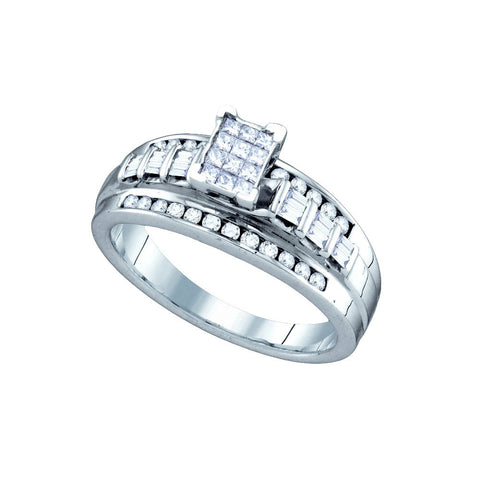 Sterling Silver Womens Princess Diamond Cluster Bridal Wedding Engagement Ring 1/2 Cttw Size 8 68347 - shirin-diamonds