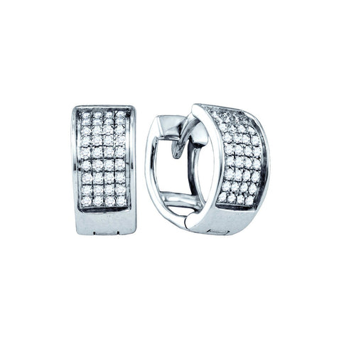 Sterling Silver Diamond Unisex Mens Womens Huggie Hoop Earrings 1/6 Cttw 69885 - shirin-diamonds