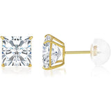 Solid 14kt Yellow Gold Cubic Zirconia Stud Earrings 4mm - 6mm