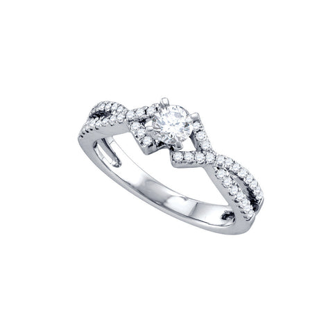 14kt White Gold Womens Round Diamond Solitaire Twist Bridal Wedding Engagement Ring 1/2 Cttw 70316 - shirin-diamonds