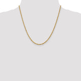 14K 2.5mm Diamond-Cut Lightweight Rope Chain (Weight: 7.35 Grams, Length: 20 Inches)
