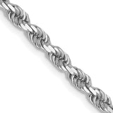 14K White Gold 3.00mm Diamond- cut Rope Chain (Weight: 16.2 Grams, Length: 20 Inches)