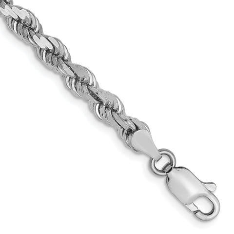 14K White Gold 4.00mm Diamond-Cut Rope Chain (Weight: 9.91 Grams, Length: 8 Inches)