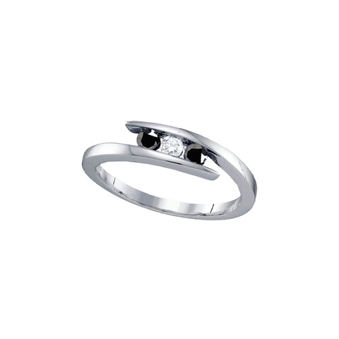 Sterling Silver Womens Round Black Colored Diamond 3-stone Bridal Wedding Engagement Ring 1/4 Cttw 70867 - shirin-diamonds