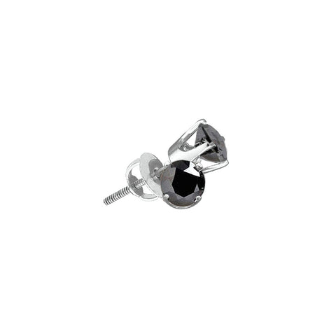 Sterling Silver Unisex Black Colored Diamond Screwback Stud Earrings 3/4 Cttw 70875 - shirin-diamonds