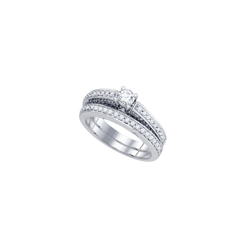 14kt White Gold Womens Round Diamond Bridal Wedding Engagement Ring Band Set 1.00 Cttw 70920 - shirin-diamonds